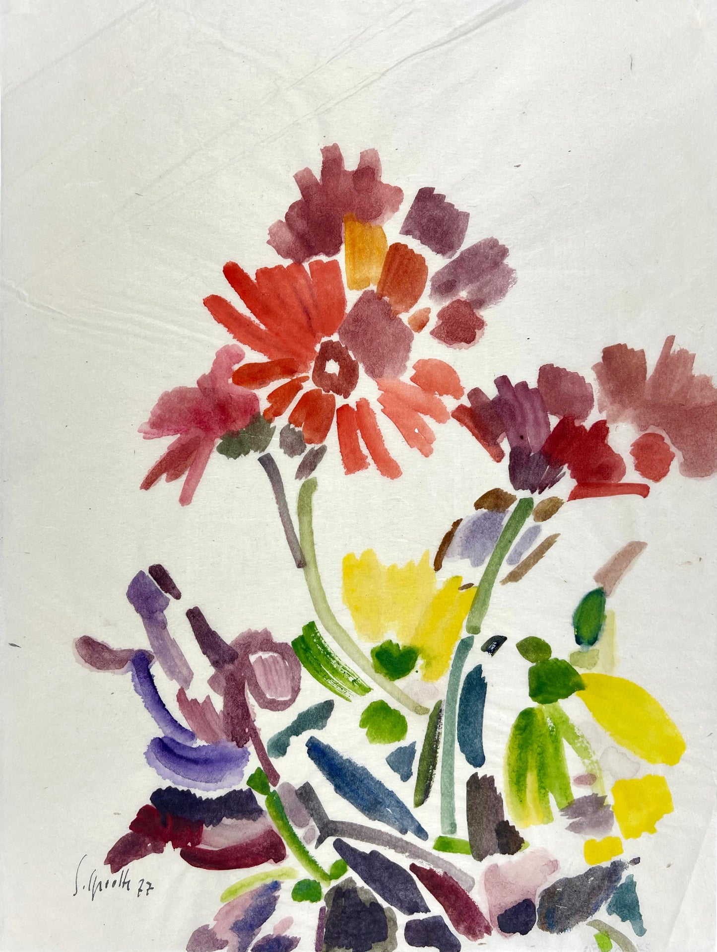 Sprotte, Siegward, Im Garten, 37,6 x 28,3cm, Aquarell auf Japan