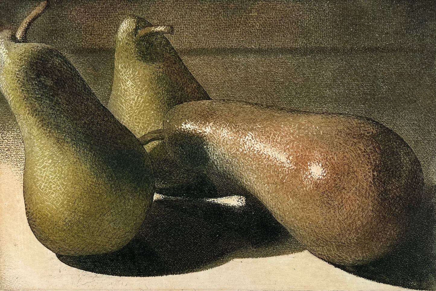 Wieland, Karl, 3 Birnen, Birnengesellschaft, 20 x 30cm, 3/35, Farbradierung, 2005
