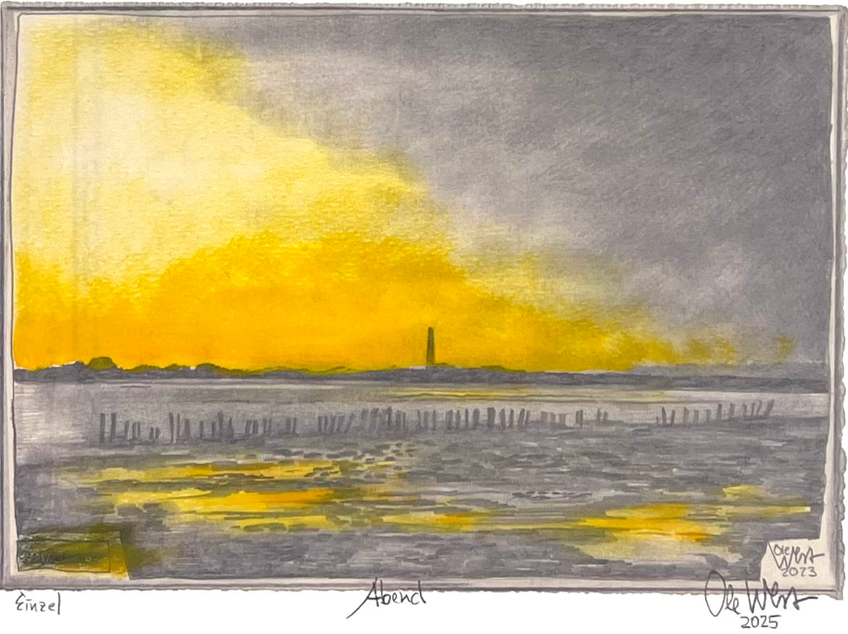 West, Ole, Abend, 14 x 20cm, Giclée überm. Öl