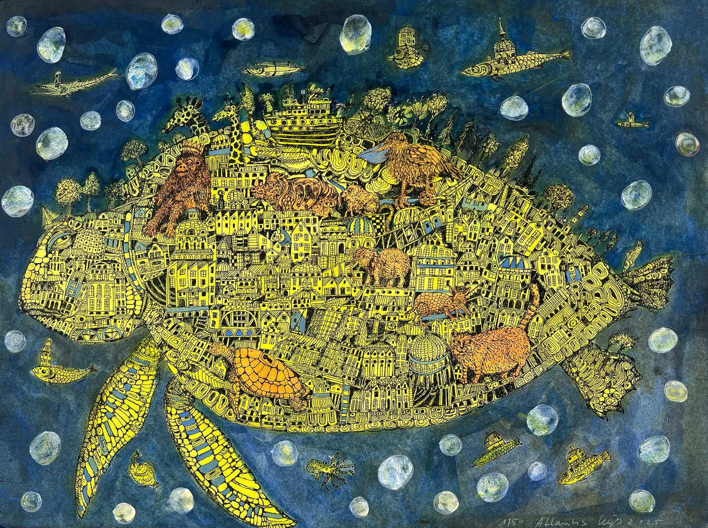 Leiß, Hans-Ruprecht, Atlantis, 37 x 49,4cm, 1/50, Farbstift, Gouache, Litho, 2025