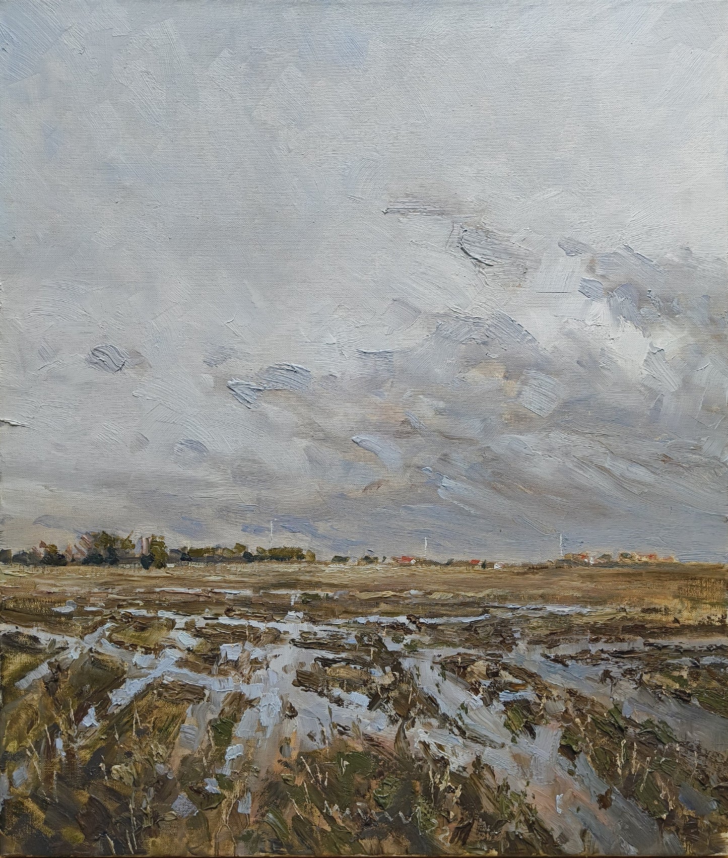 Meinel, Mathias, Auf Eiderstedt III, 70 x 60cm, Öl auf Leinwand, 2022