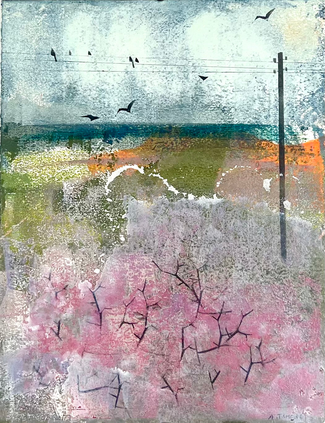 Nesterova & Tchepets, Aus dem Zugfenster, 31 x 24cm, Mischtechnik