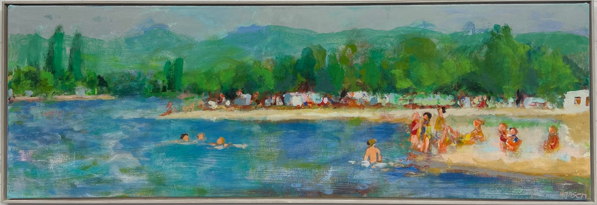 Hansen, Ulrike, Baden am Fluß, 60 x 180cm, Eitempera auf Leinwand, 2026