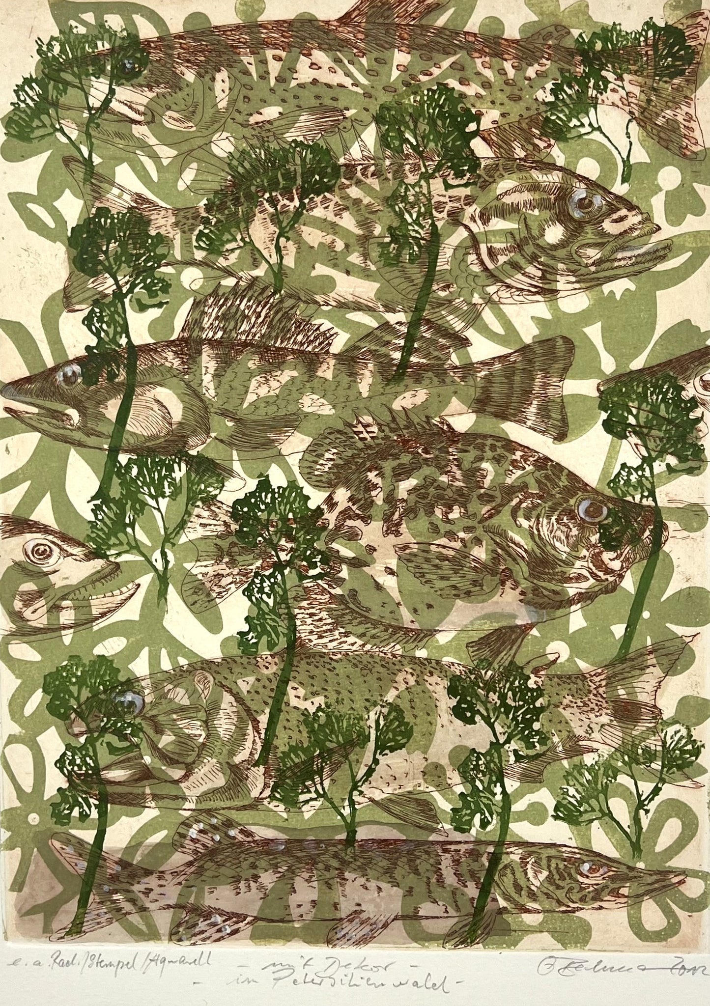 Beckmann, Otto, Im Petersilienwald mit Dekor, 33, x 24,9cm, e.a., Radierung