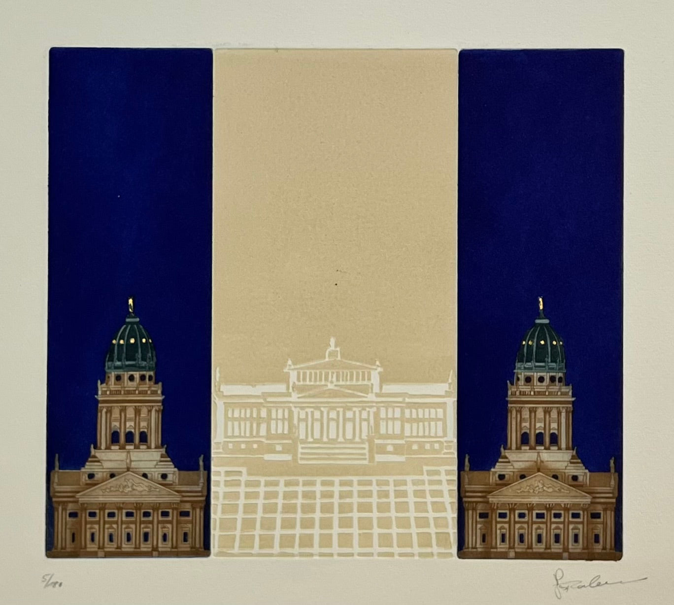 Robers, Joseph, Berlin Gendarmenmarkt, 27,8 x 24,8cm, Radierung