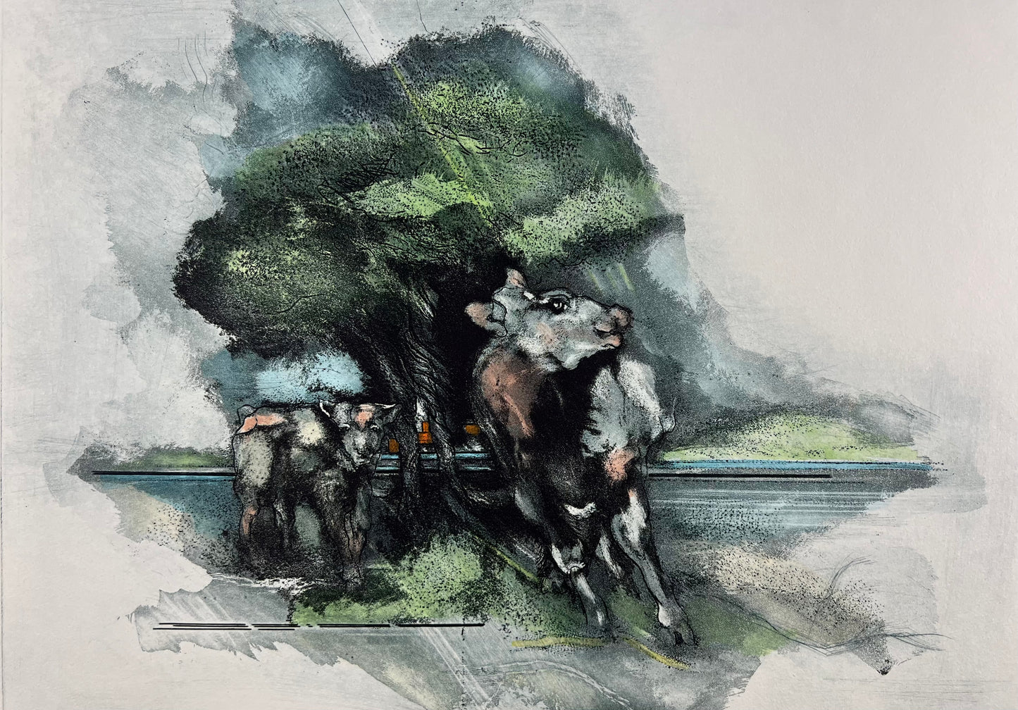 Bianga, Carl, Eider (Kälbchen), 39 x 56cm, Radierung