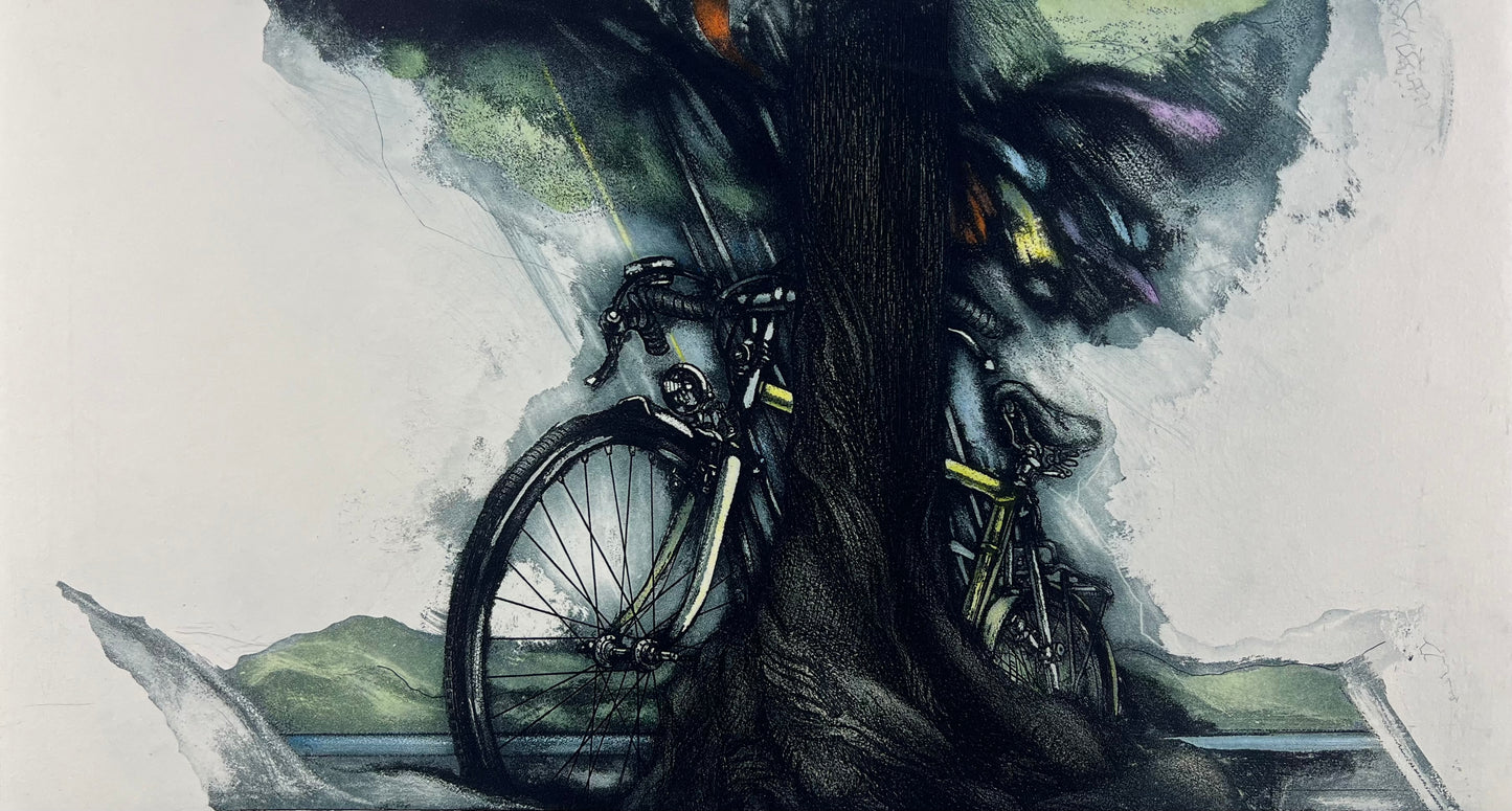 Bianga, Carl, Eider (Fahrrad), 24 x 44cm, Radierung coloriert, e.a.