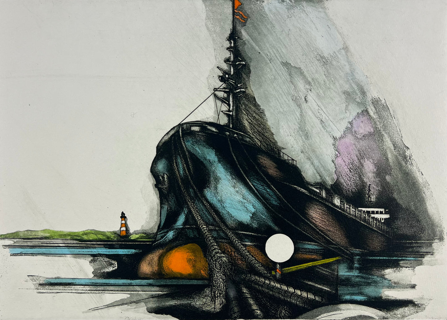 Bianga, Carl, Hafen, 25,4 x 36cm, e.a., 31/75, Farbradierung
