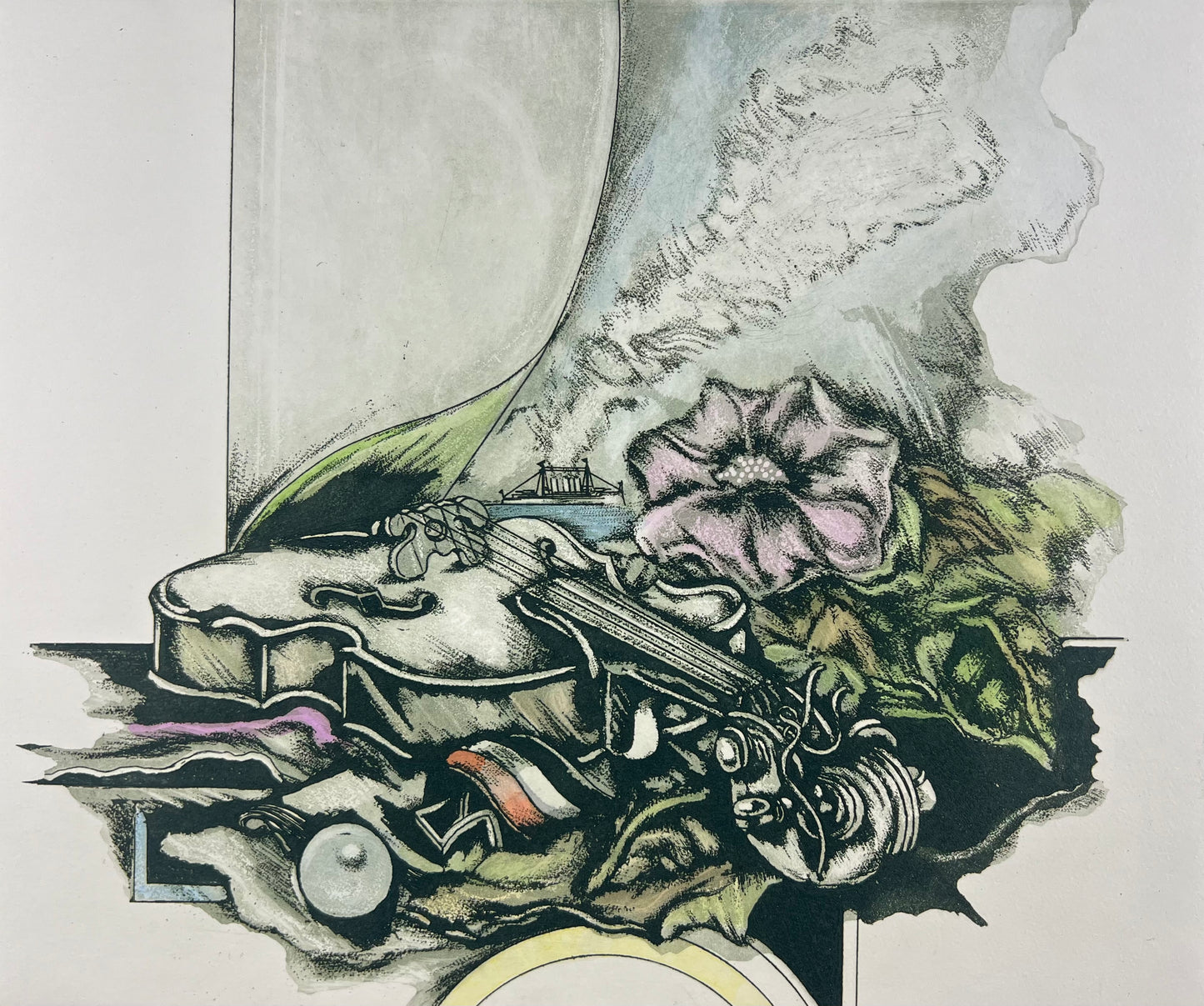 Bianga, Carl, Maritimes Allegro, 24,5 x 29,5cm, Radierung, 1987