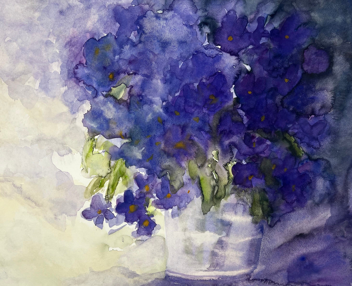 Radeloff, Jens, Blaues Leuchten, 45 x 55cm, Aquarell auf Japanpapier