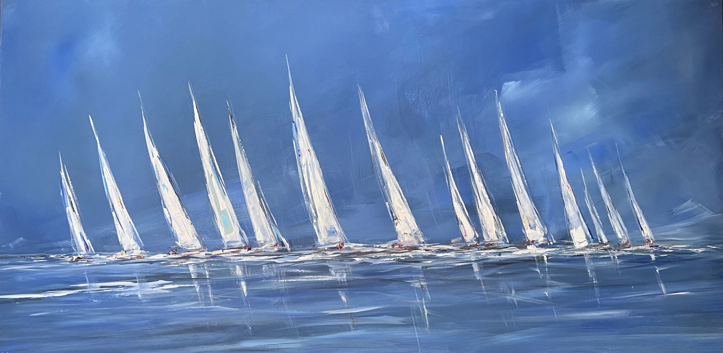 Ramm, Ines, Blue Sailing, 80 x 160cm, Acryl auf Leinwand