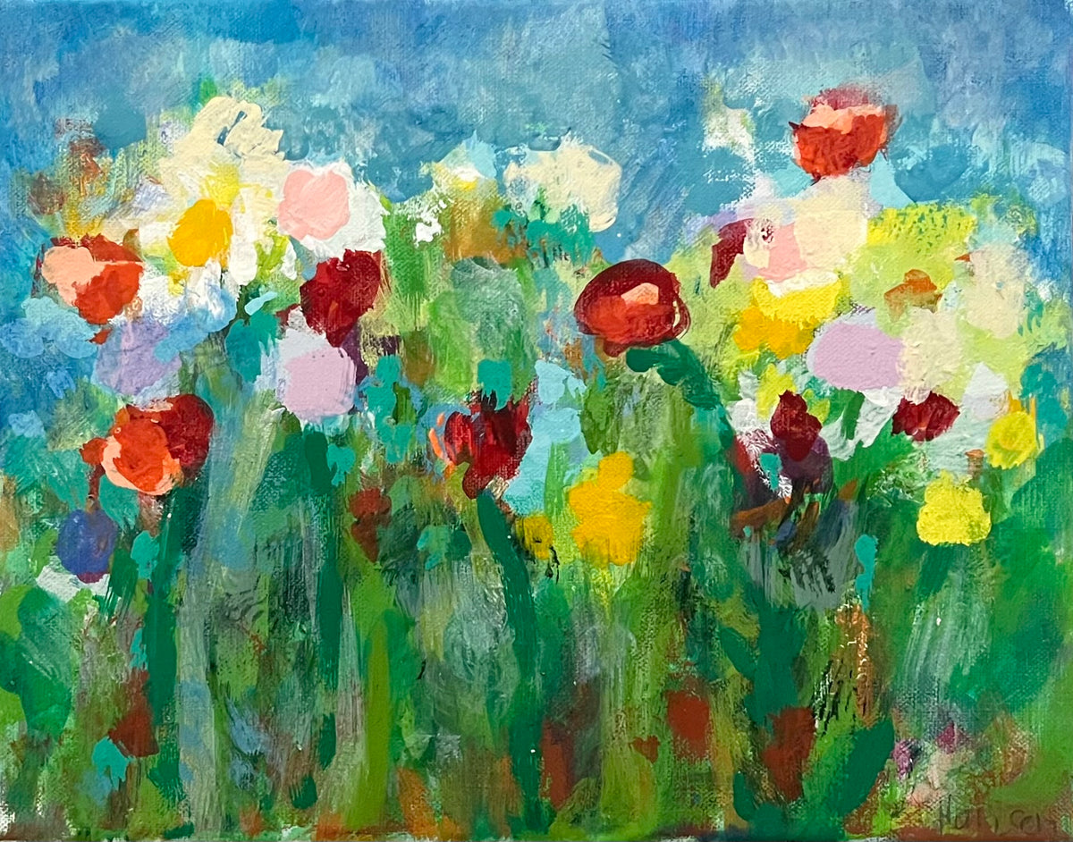 Hansen, Ulrike, Blumenwiese, 24 x 30cm, Eitempera auf Leinwand, 2026