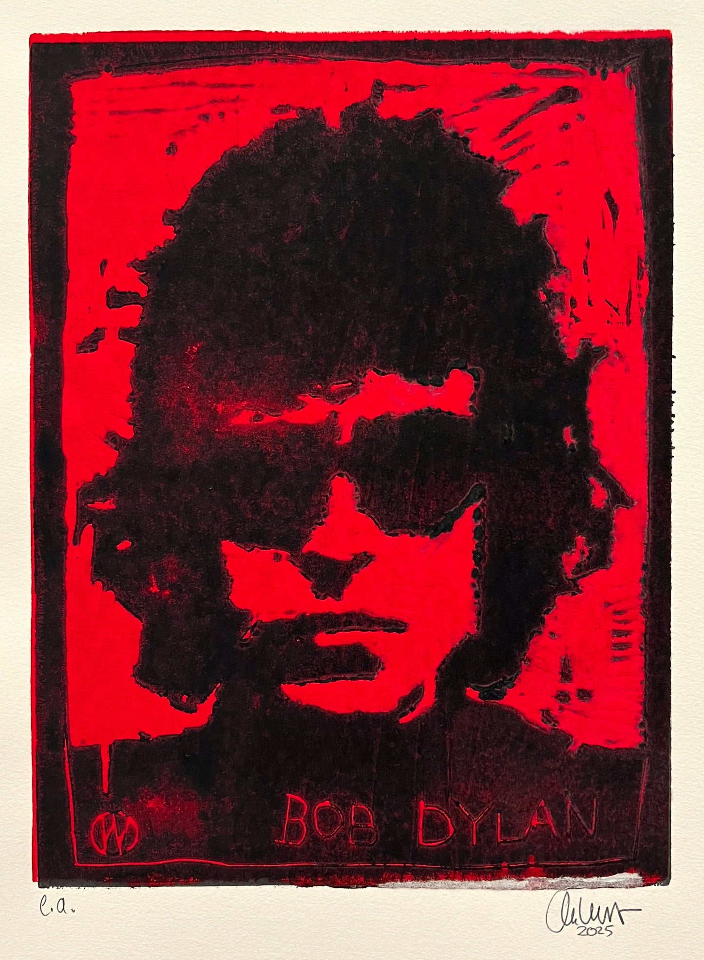West, Ole, Bob Dylan, e.a., 30 x 22cm, Farbholzschnitt, 2025
