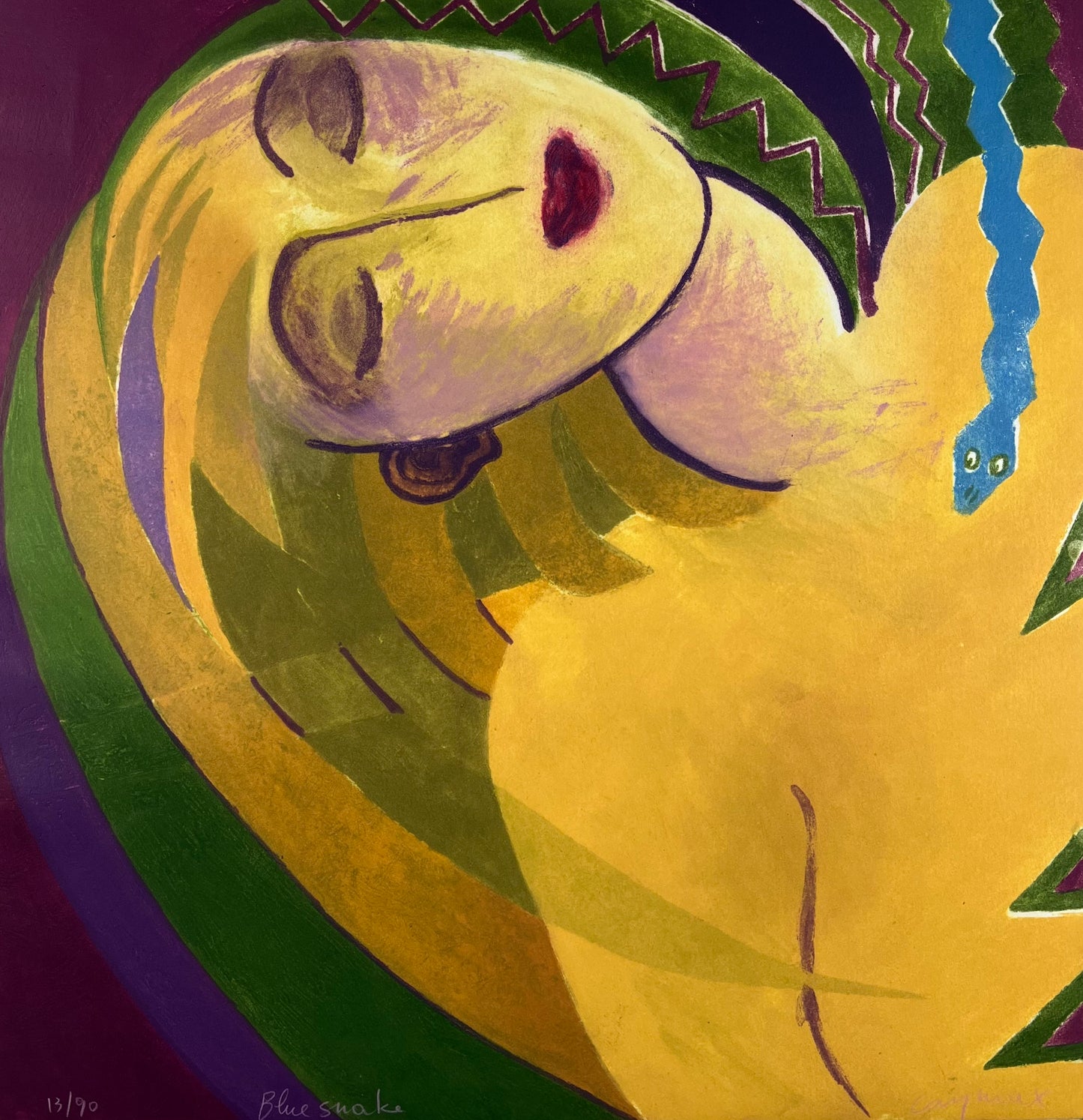 Caymax, Kathrin, Blue Snake, 58 x 57,5cm, 13/90, Lithografie