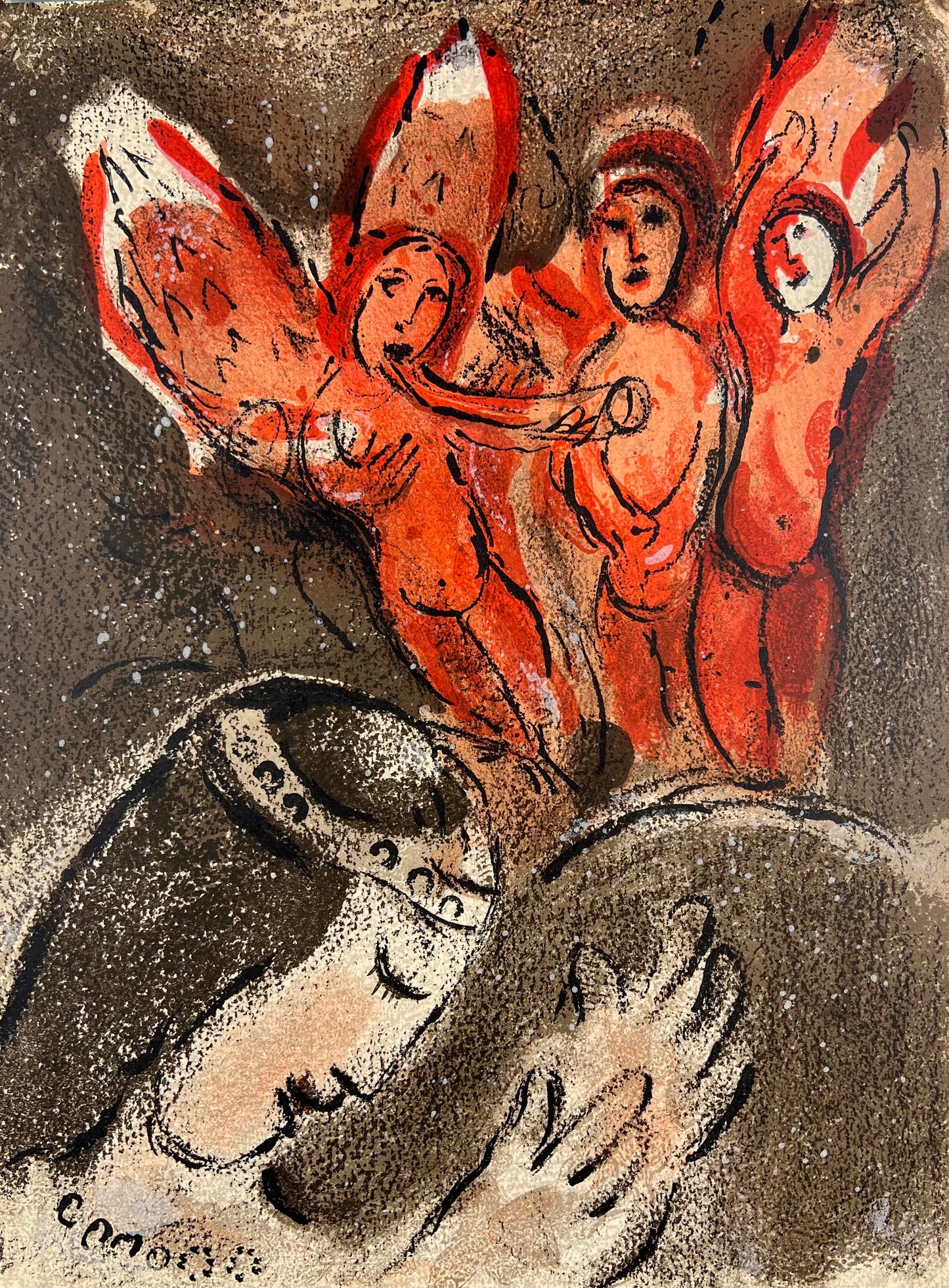 Chagall, Marc, Sarah und die Engel, 35,5 x 26,5cm, Farblithografie, 1960