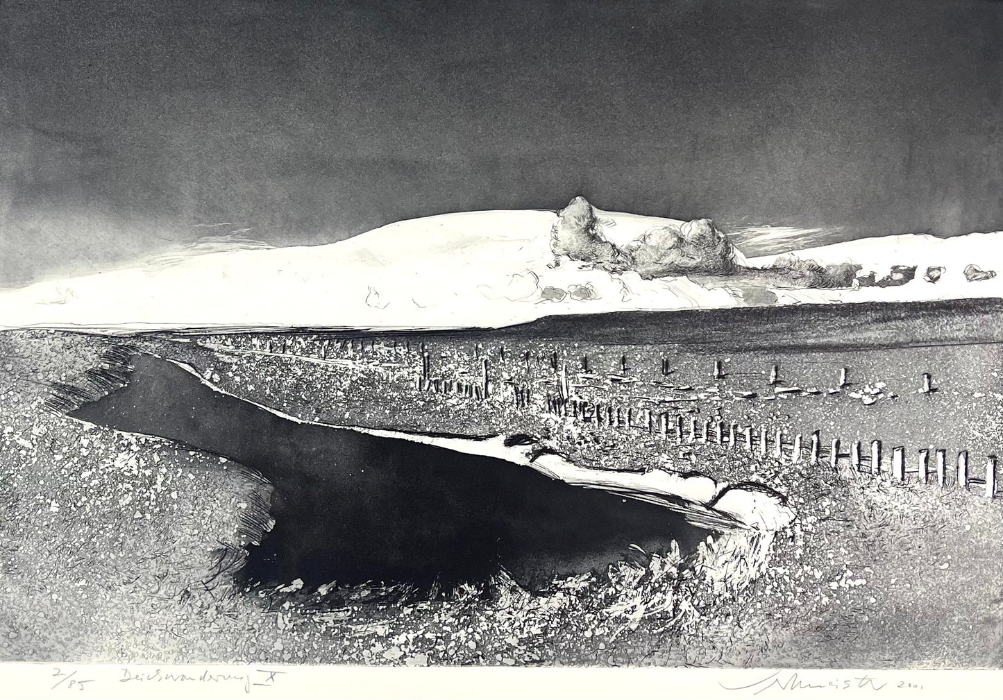 Werkmeister, Wolfgang, Deichwanderung X, 37,8 x 57,5cm, Westküstenzyklus I, Radierung