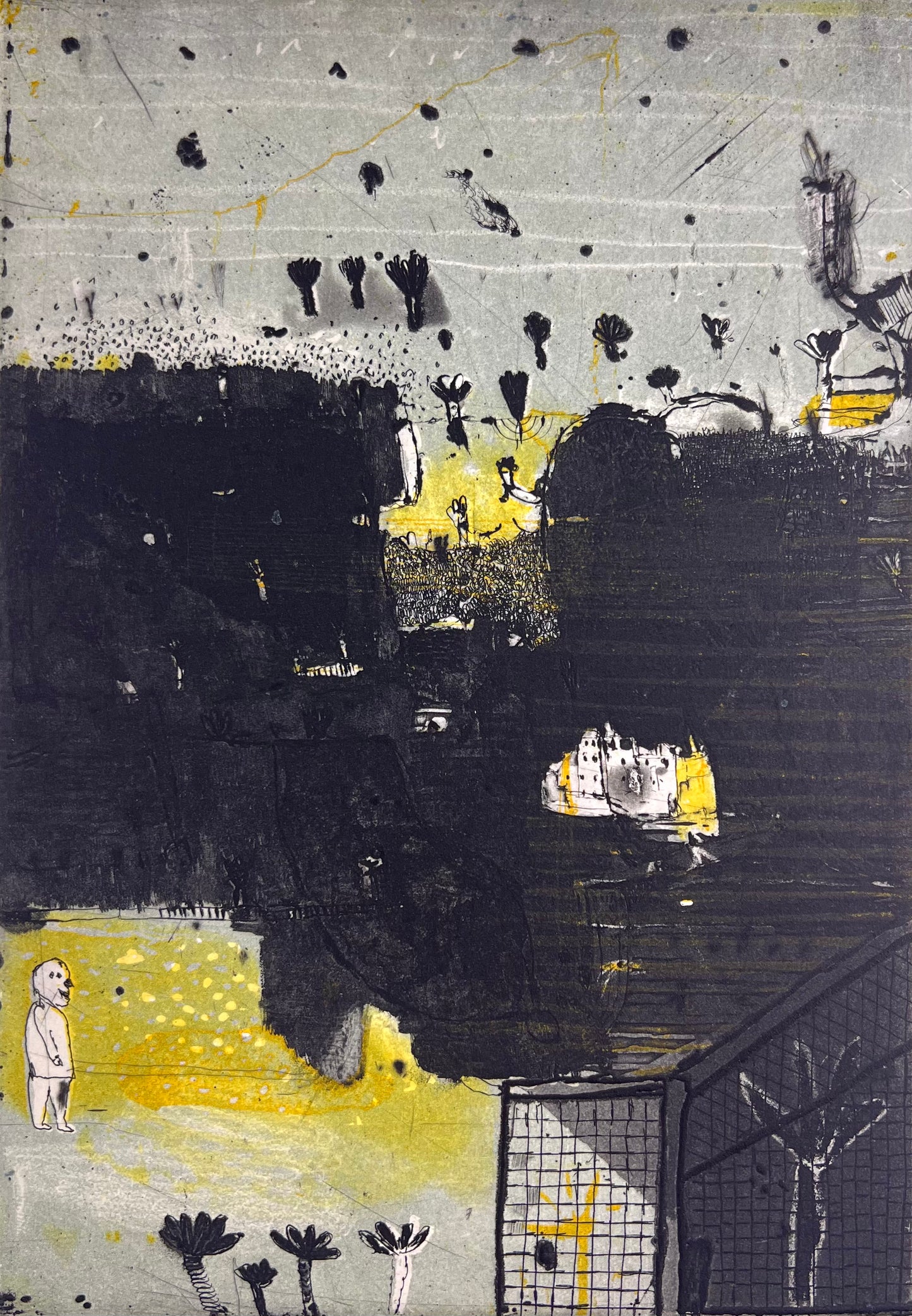 Behrendt, Falko, Glücklicher Gärtner, 18 x 25,5cm, e.a., Radierung, 2001