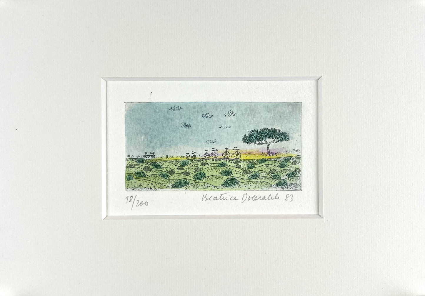 Dolezalek, Beatrice, Geschichten vom Radeln, 1983, 4,5 x 9cm/ mit Pp., Col. Radierung
