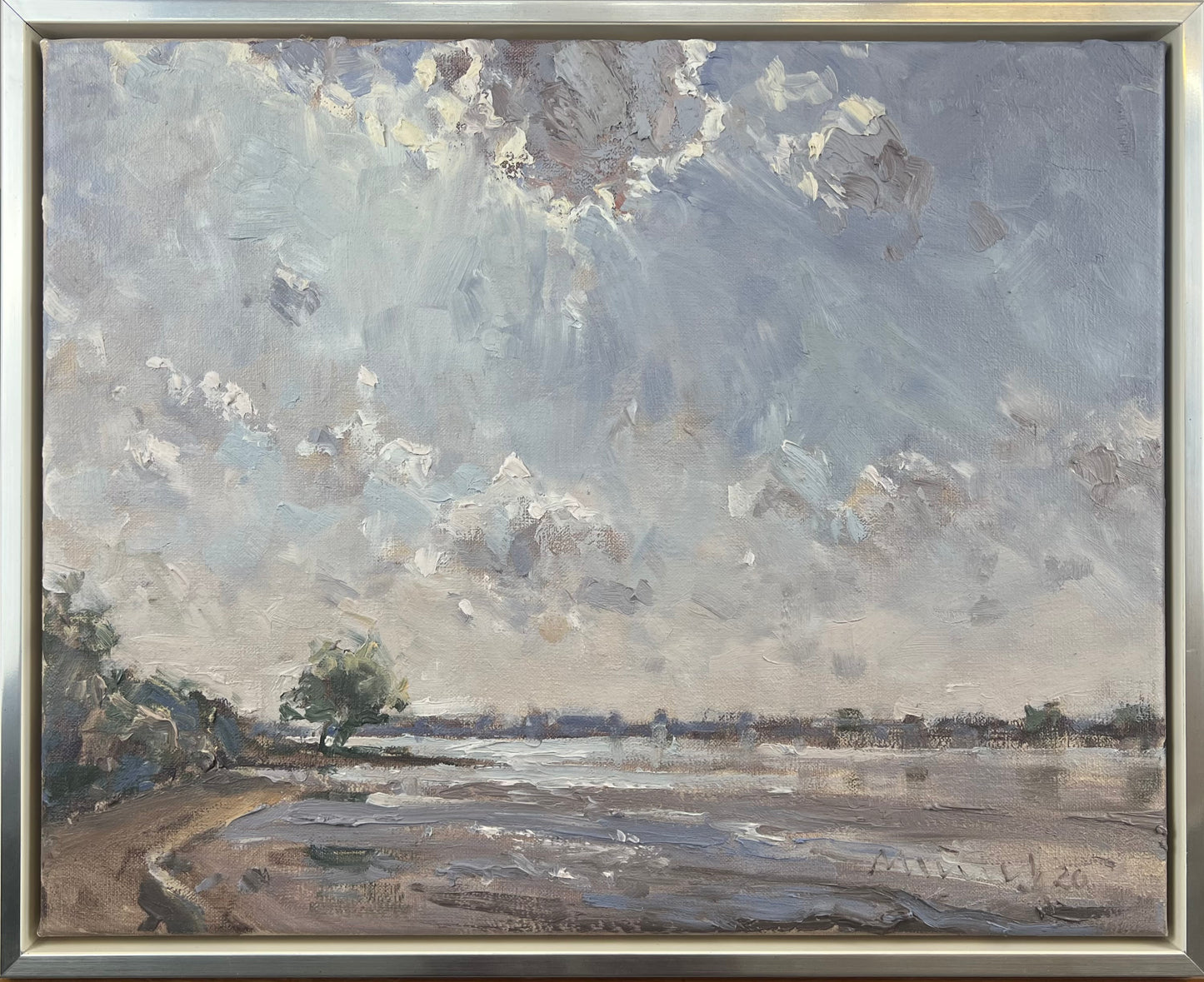 Meinel, Mathias, Elbe bei Kirchwerder, 40 x 50cm, Unikat, Öl auf LW, 2020