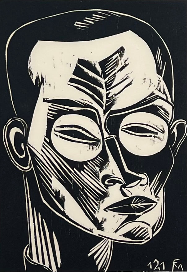 Felixmüller, Conrad, Selbstbildnis, 1919, 24 x 17cm, Holzschnitt