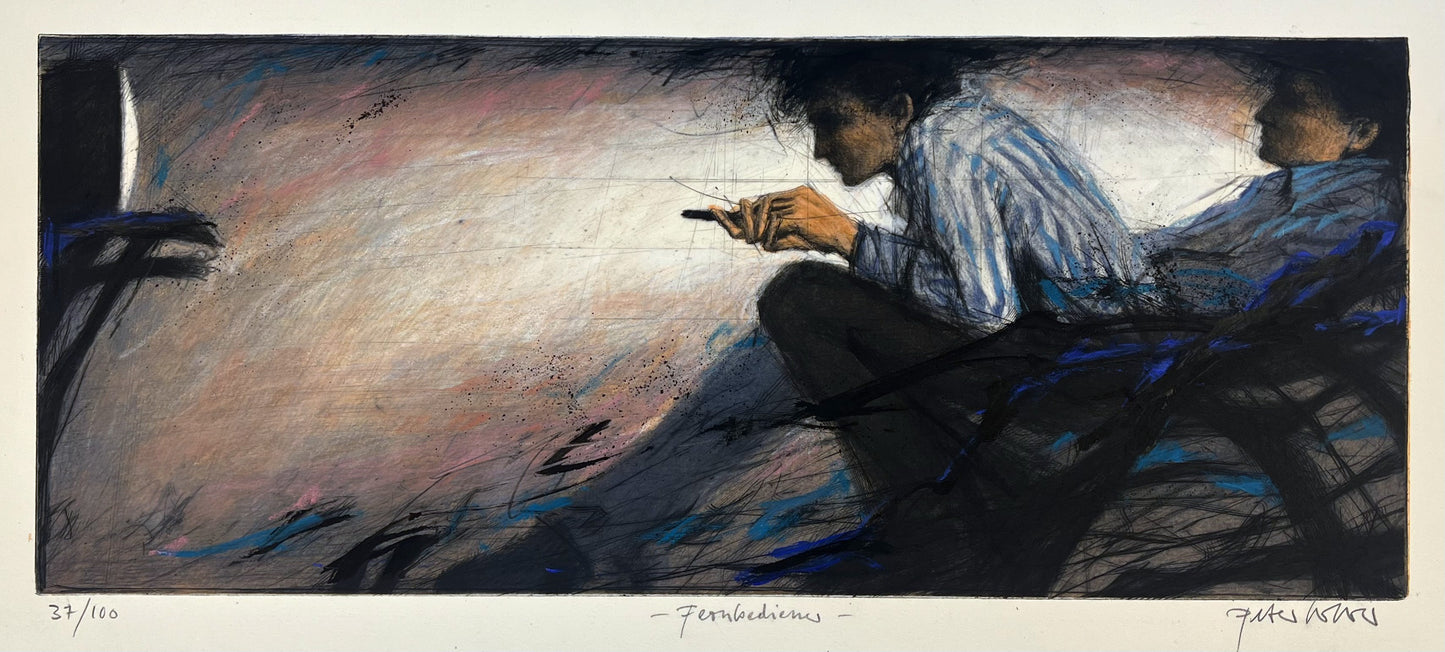 Wever, Peter, Fernbediener, 32,5 x 79,5cm, 37/100, Radierung