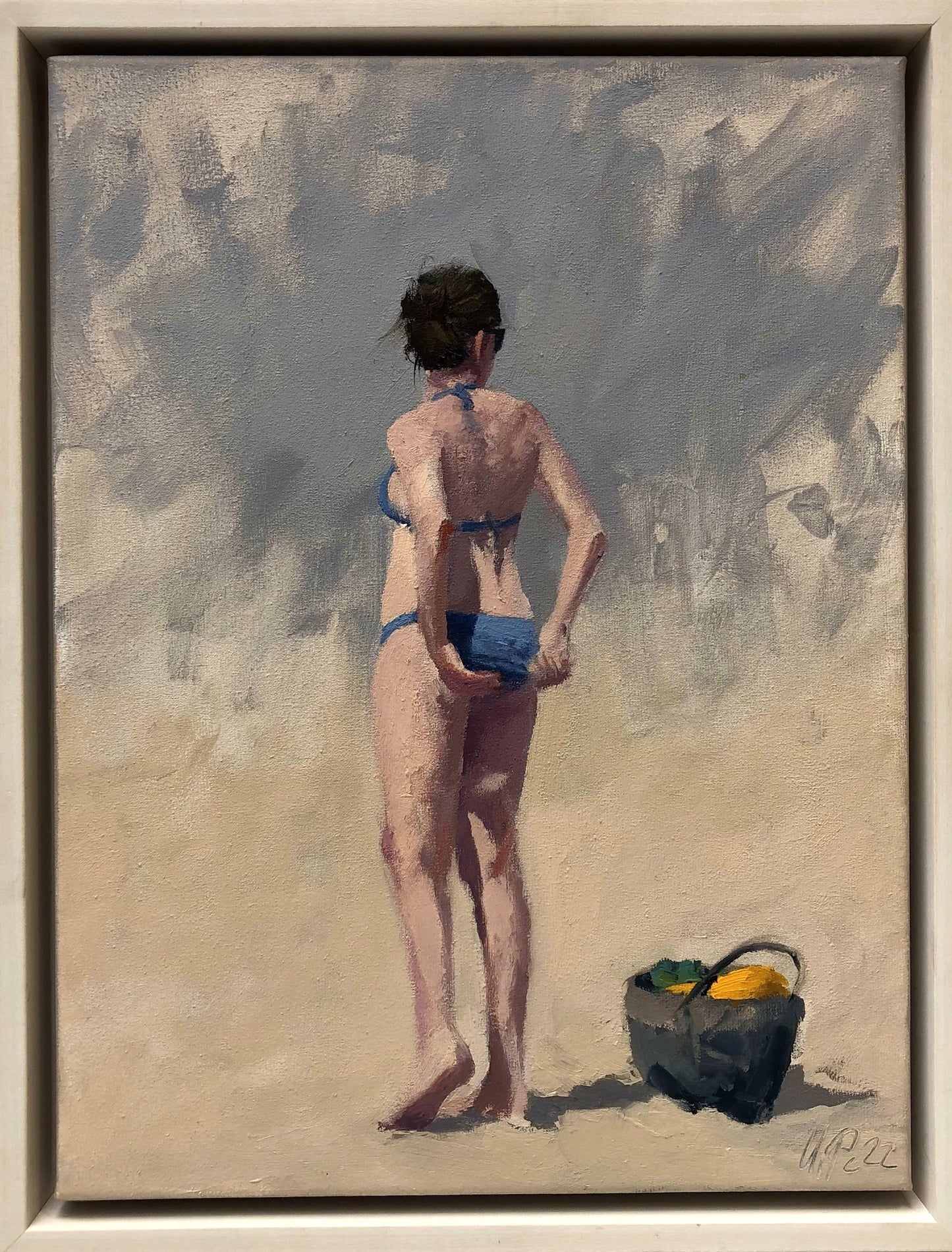 Petermann, Ulf, Frau am Strand, 2022, Unikat, Öl auf Leinwand, 40 x 30 cm