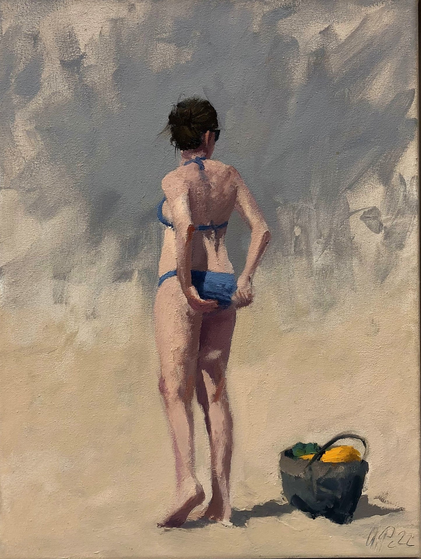 Petermann, Ulf, Frau am Strand, 40 x 30cm, Unikat, Öl auf Leinwand, 2022