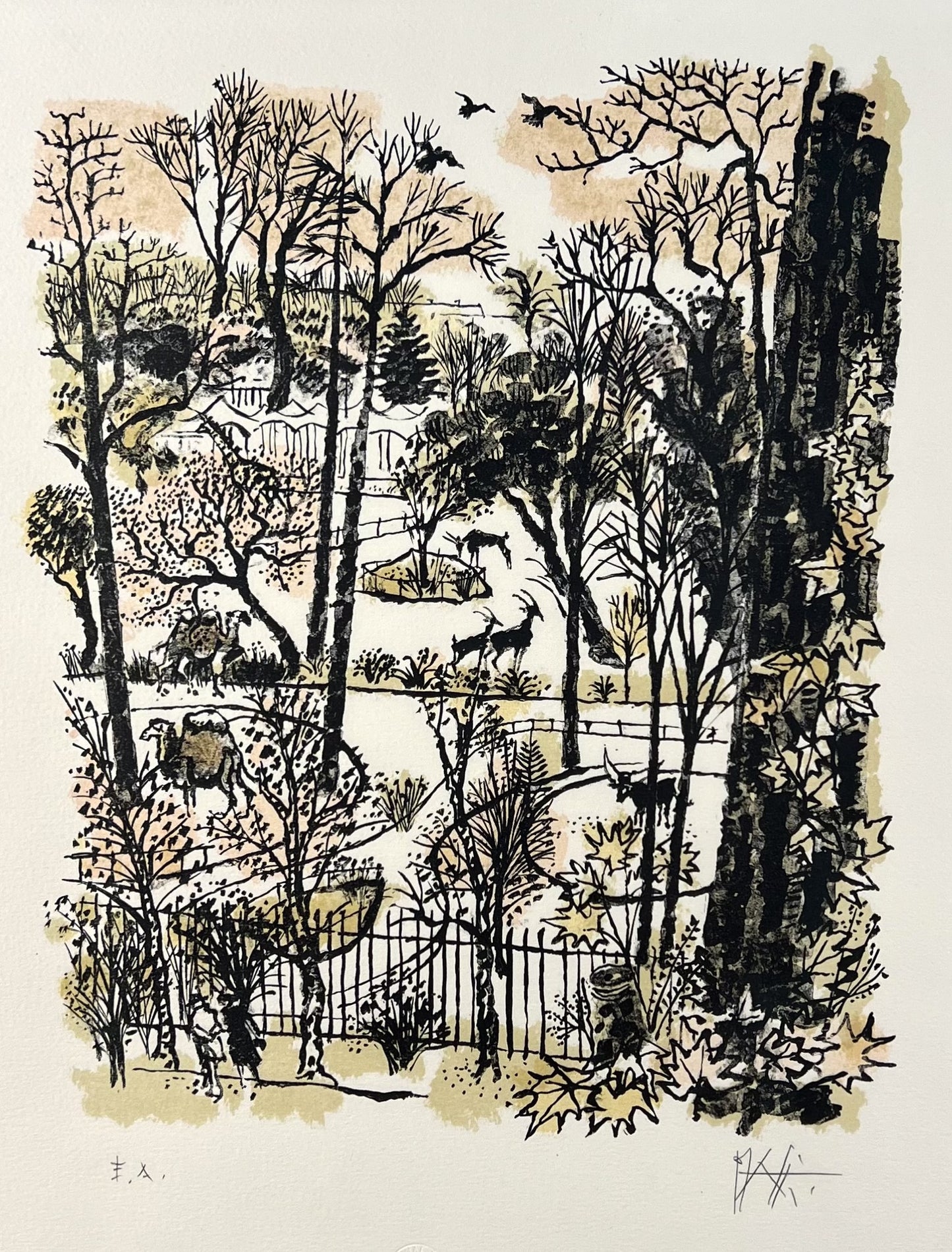 Piatti, Celestino, Garten, 47 x 36,5cm, e.a., Lithografie