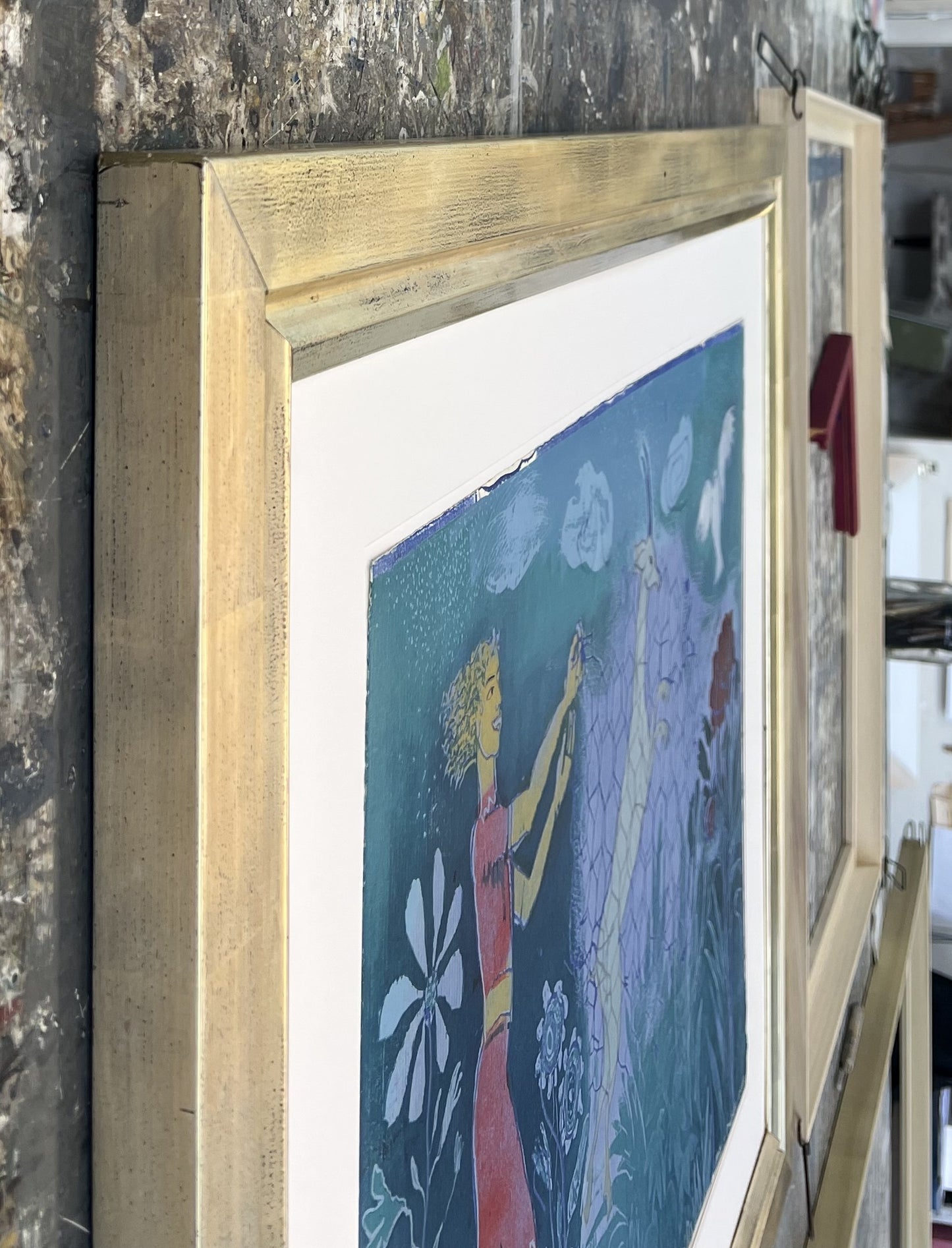 Mott-Dreizler, Gisela, Gazelle im Netz, 48 x 64,5cm, Holzschnitt