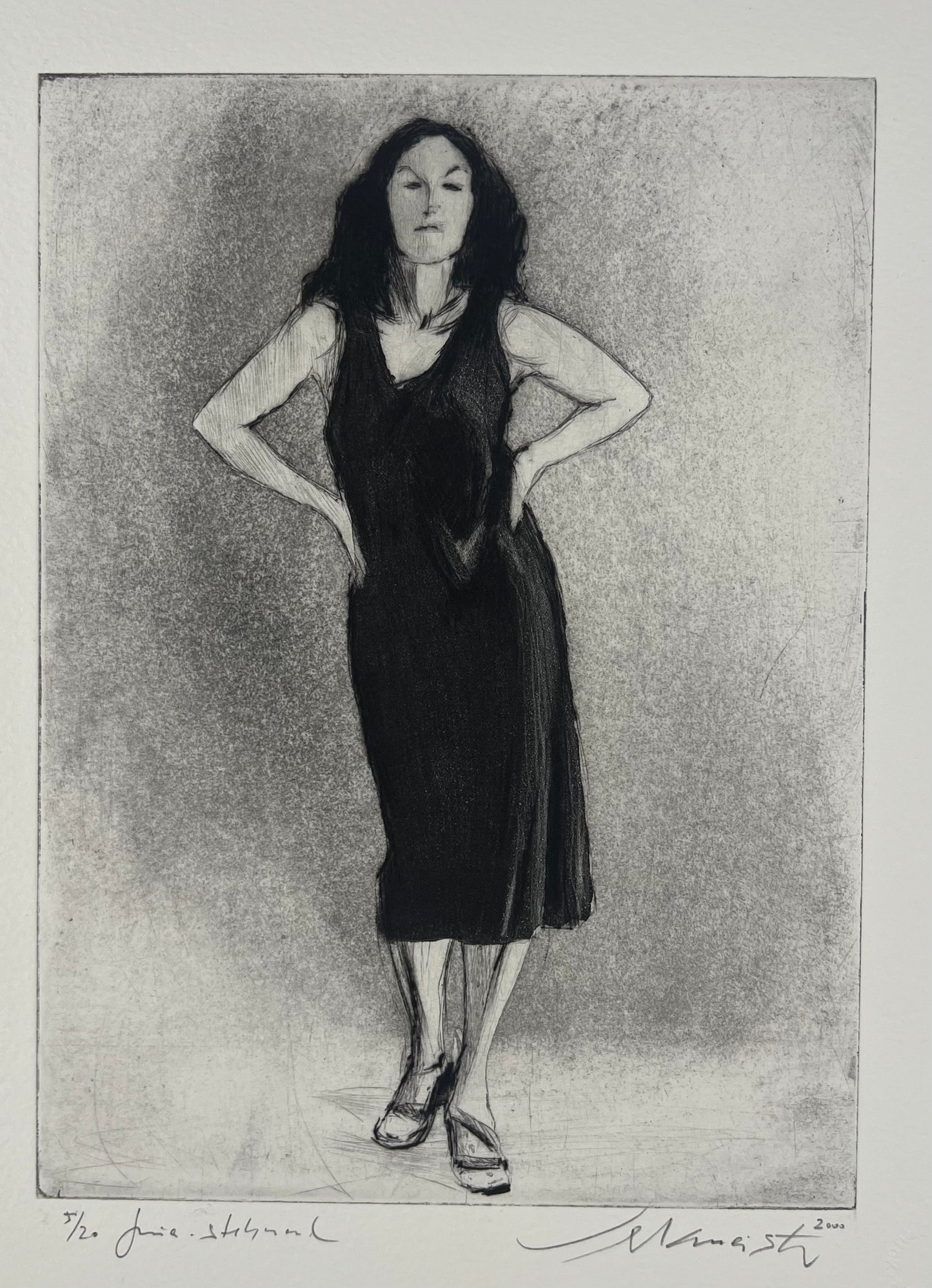 Werkmeister, Wolfgang, Gina, stehend, 22 x 16cm, 5/20, Radierung