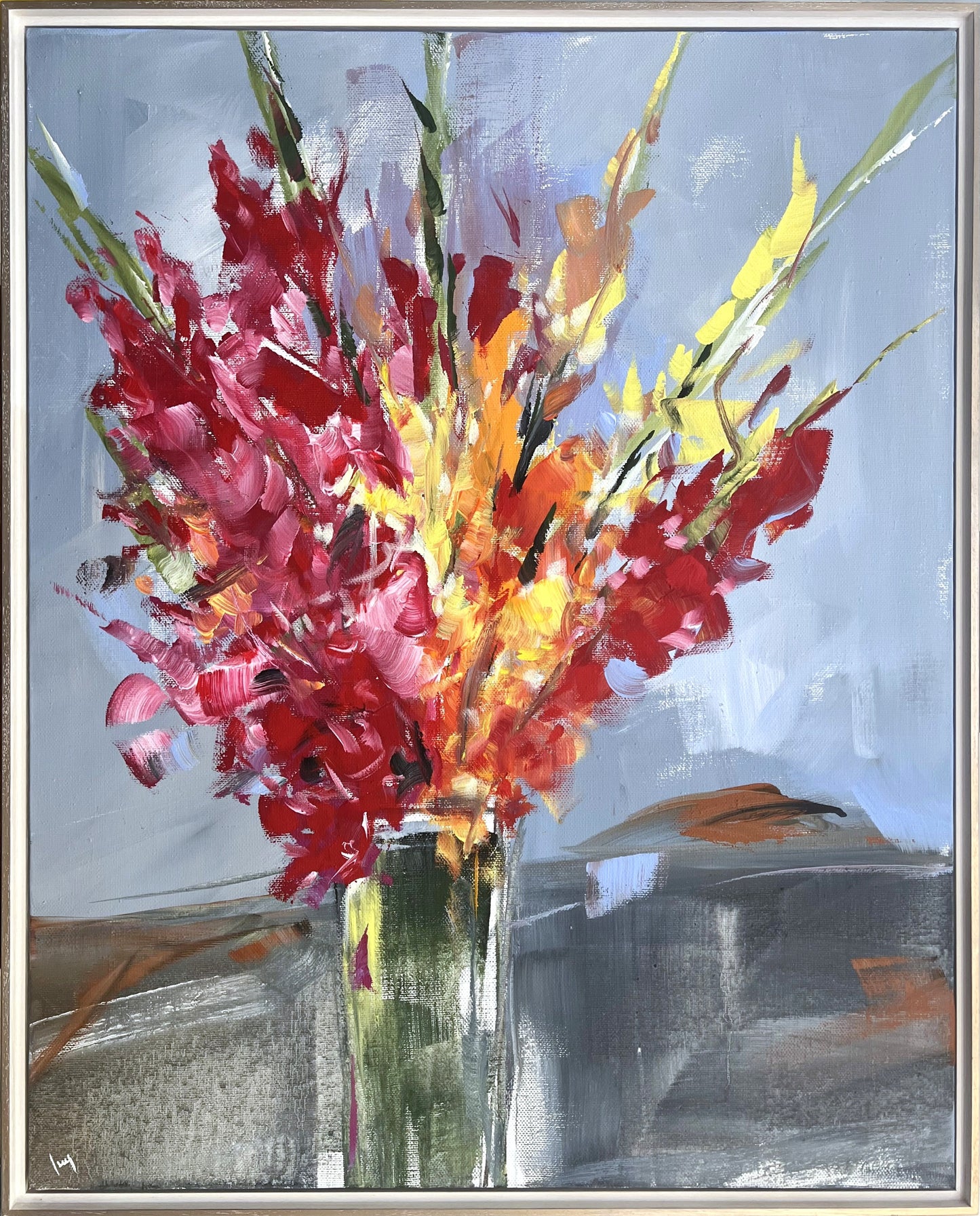 Ramm, Ines, Gladiolen, 100 x 80cm, Arcyl auf Leinwand