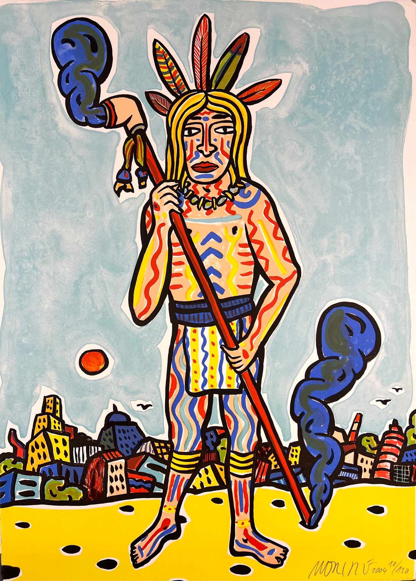 Götze, Moritz, Stadtindianer 76 x 56cm,10/120, Lithografie