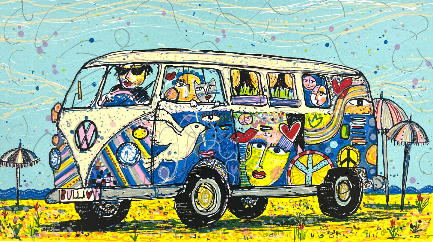 Grimm, Max, Bulli, 16 x 28cm, 31/80, Siebdruck, 2023