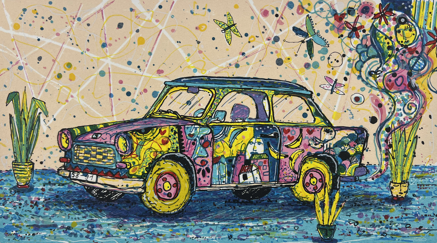 Grimm, Max, Trabant, 16 x 28cm, 15/80, Siebdruck, 2024