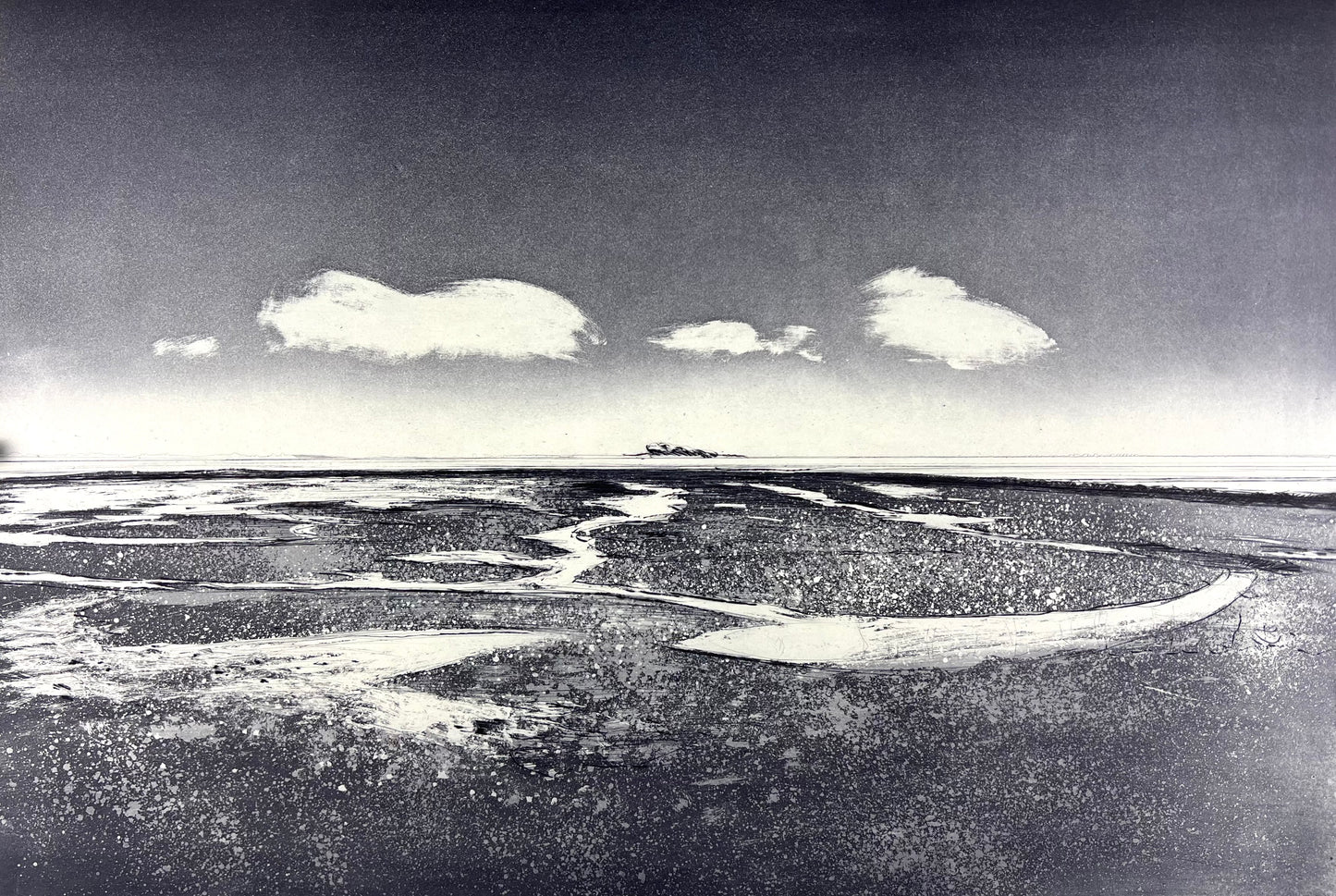 Werkmeister, Wolfgang, Großes Sandwatt, 38,7 x 57,5cm, 28/85, Westküstenzyklus I, Radierung, 1997