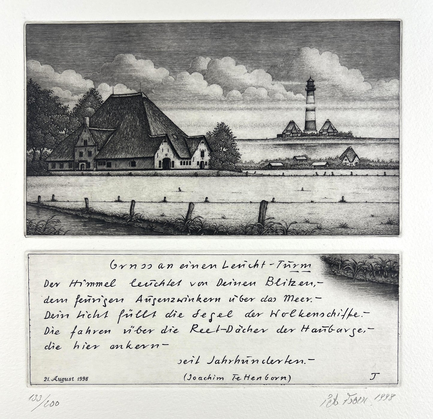 Froese, Peter, Gruss an einen Leucht-Turm, 18,5 x 18cm, 133/200, Kupferstich