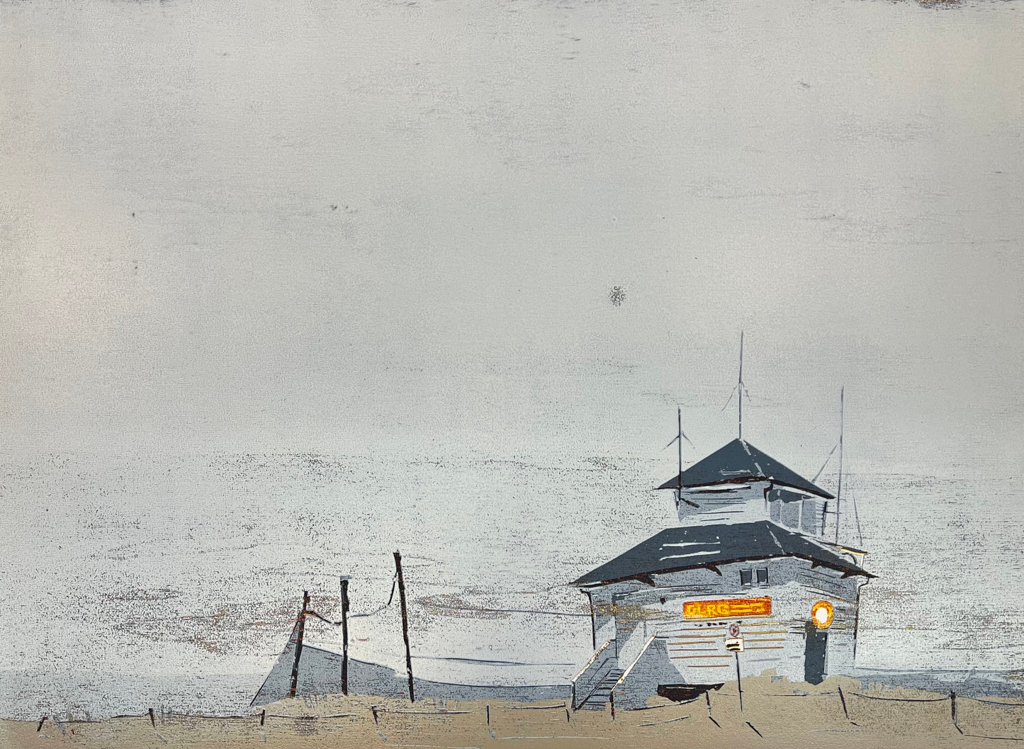 Nesterova, Anastasiya, DLRG-Häuschen, 67 x 87cm, 5/5, Farbholzschnitt, 2017