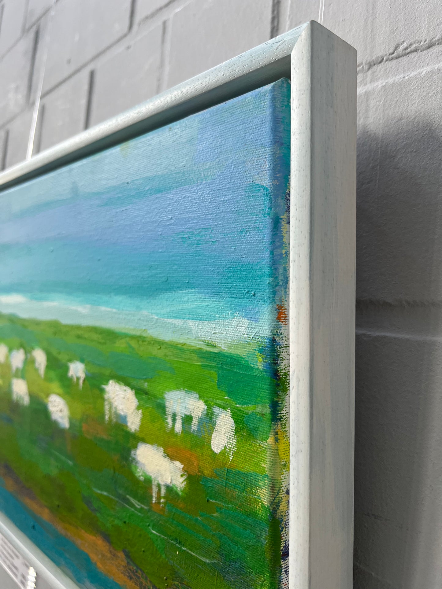 Hansen, Ulrike, Schafe im Vorland, 30 x 40cm, Eitempera auf Leinwand, 2021