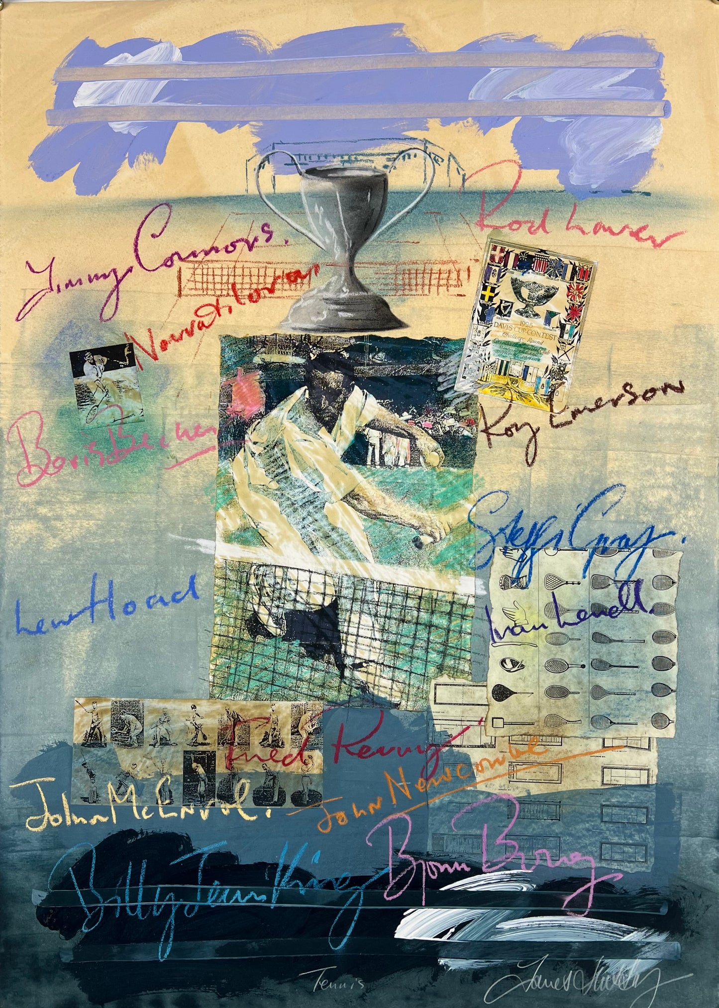 Hussey, James, Classic Tennis, 53 x 38cm, Mischtechnik