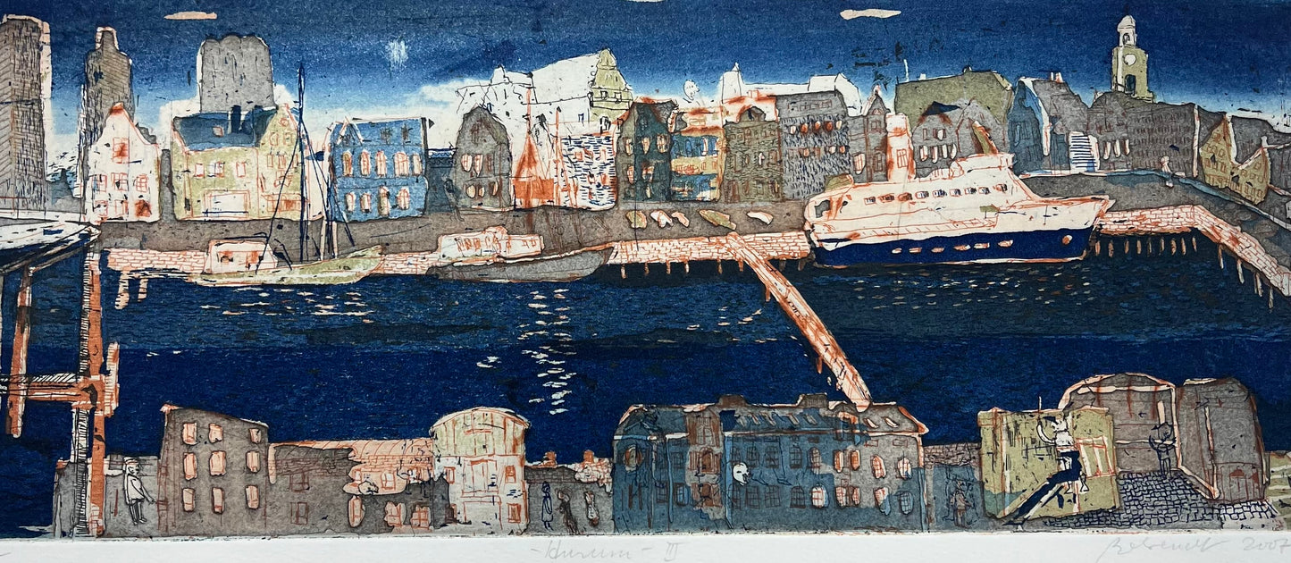 Behrendt, Falko, Husum III, 14,5 x 35,5cm, (3/15), Farbradierung, 2007