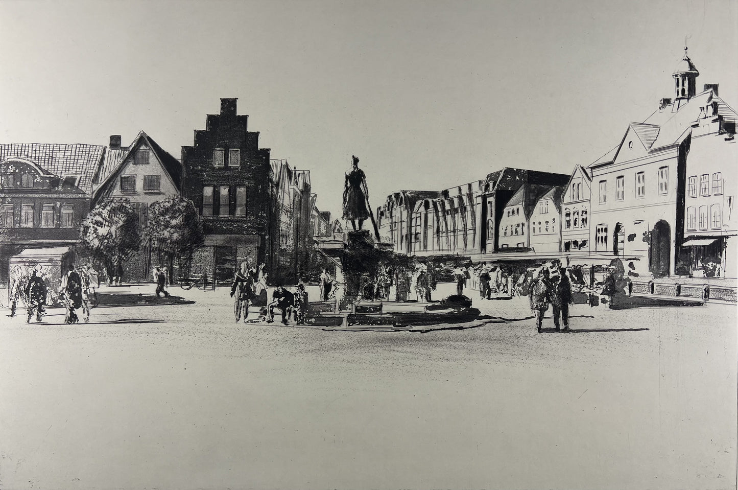 Werkmeister, Wolfgang, Husumer Marktplatz III, 38,5 x 57,5cm, 6/50, Radierung, 1996