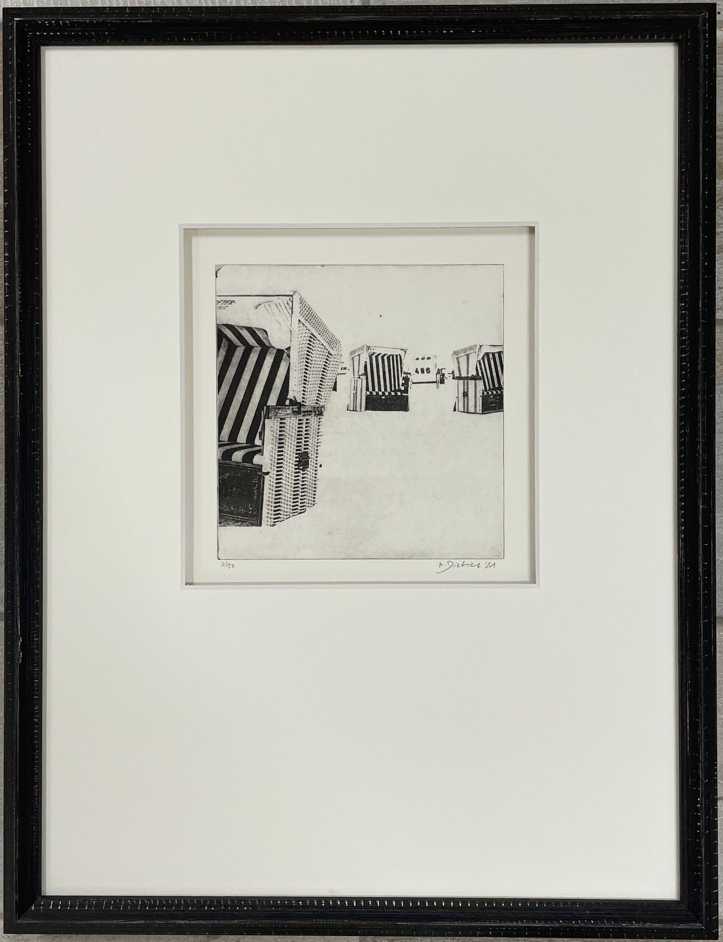 Dietrich, Nadine, Strandkörbe, Photopolymer Etching Ed. 3/50, 15,2 x 15 cm