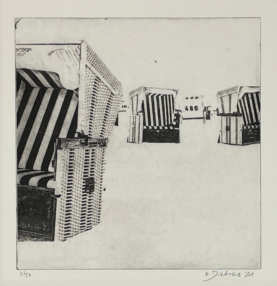 Dietrich, Nadine, Strandkörbe, Photopolymer Etching Ed. 3/50, 15,2 x 15 cm