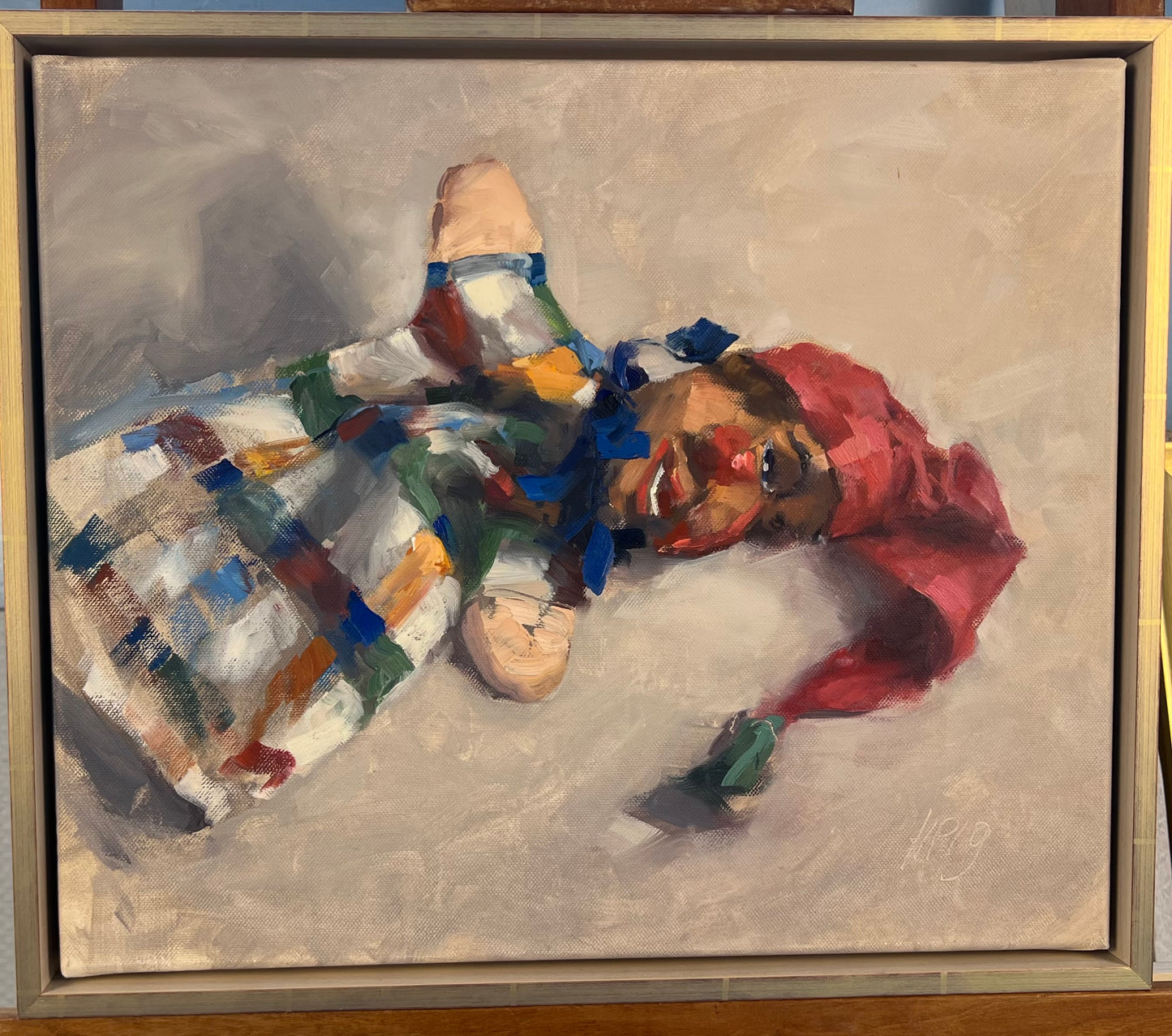 Petermann, Hanna, Kasperle, Öl auf Leinwand 36 x 43 cm