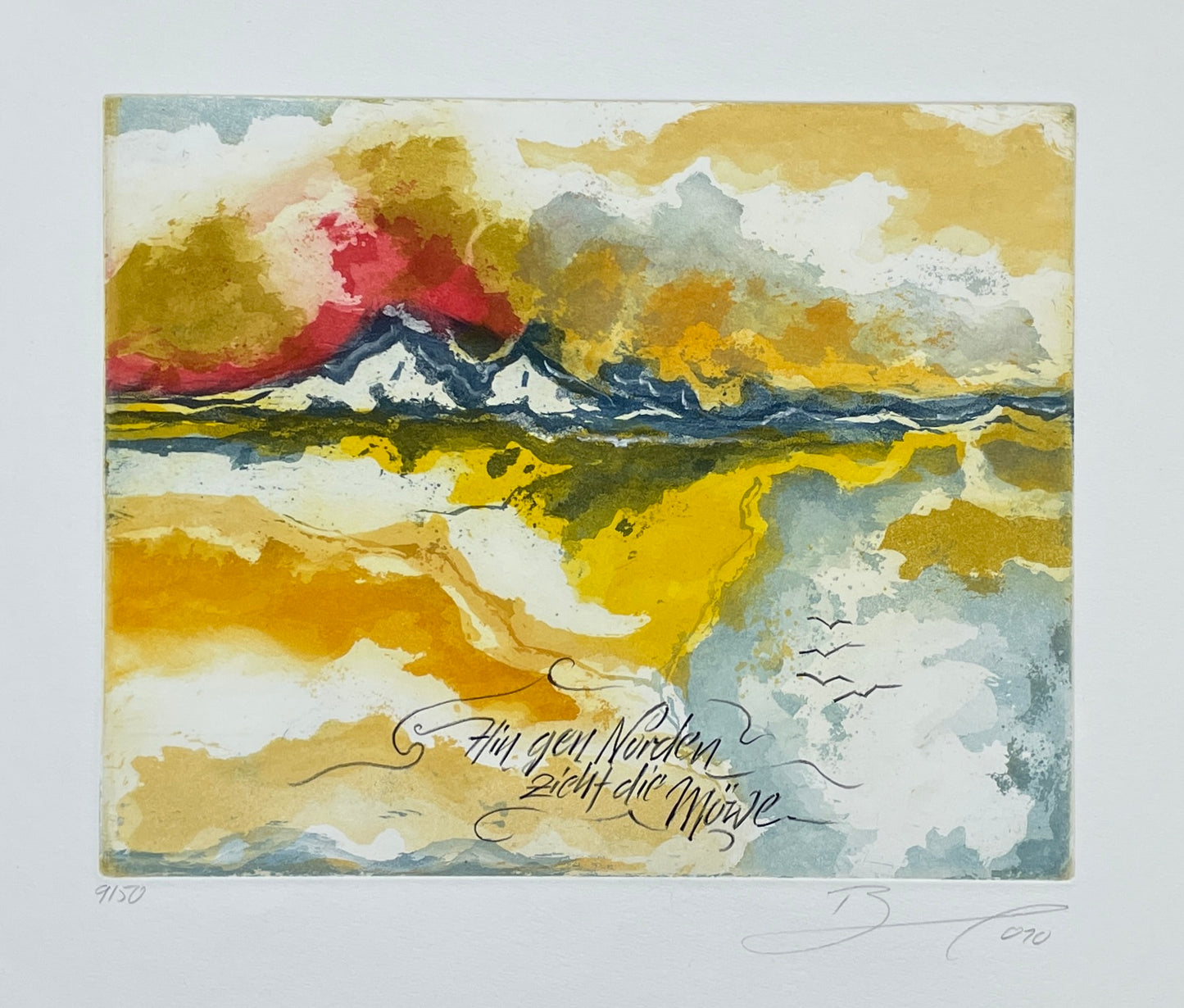 Brassel, Rüdiger, Hin gen Norden zieht die Möwe 2010, Radierung Ed: 9/50, 25 x 31 cm
