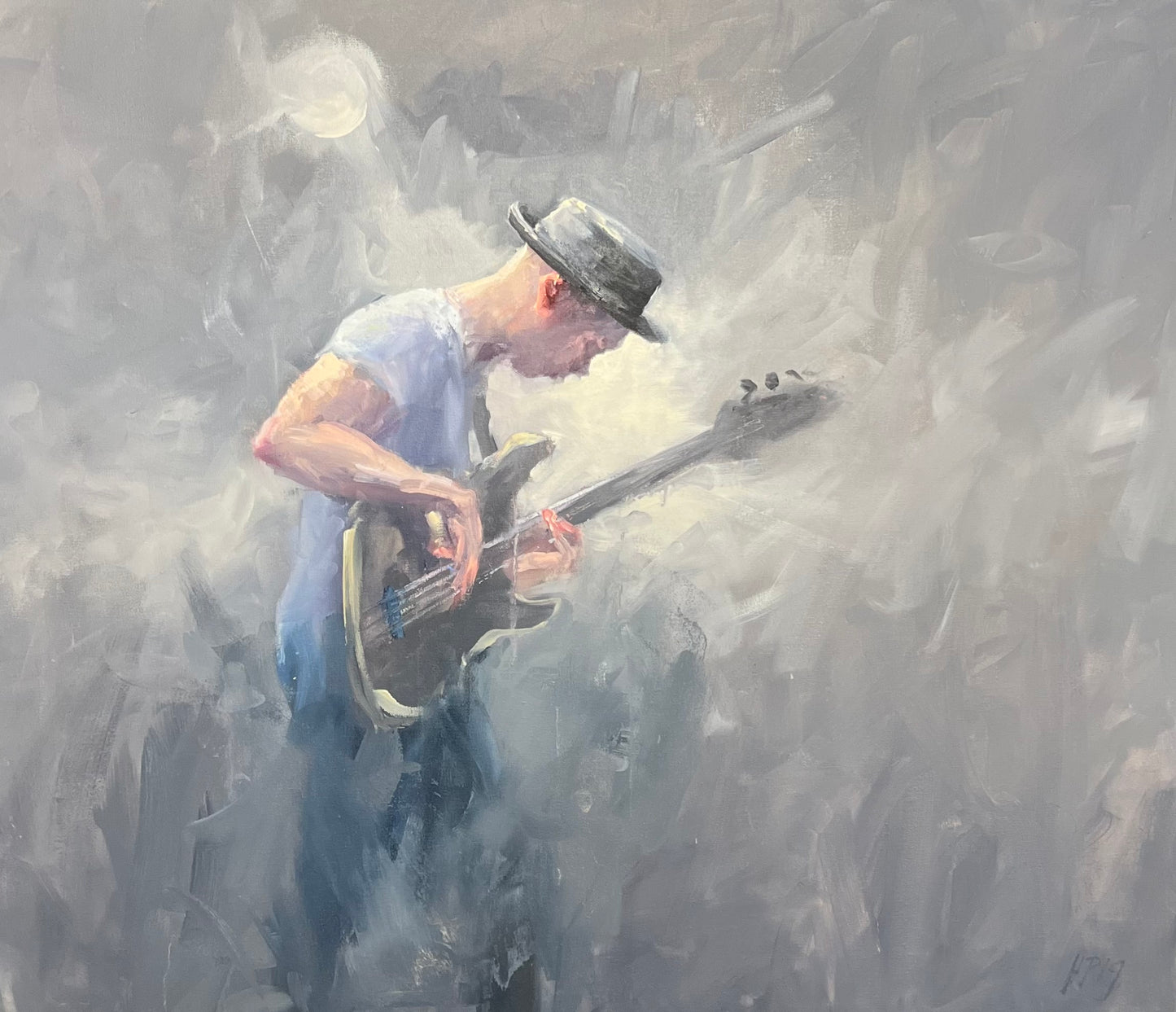 Petermann, Hanna, E-Bassist, 60 x 70cm, Öl auf Leinwand