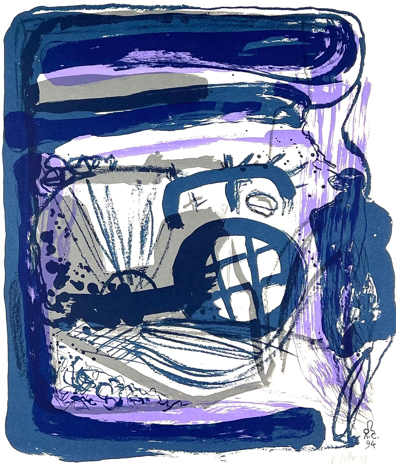 Zille, Rainer, Maschine blau, 45 X 36,5cm, Siebdruck, 1994