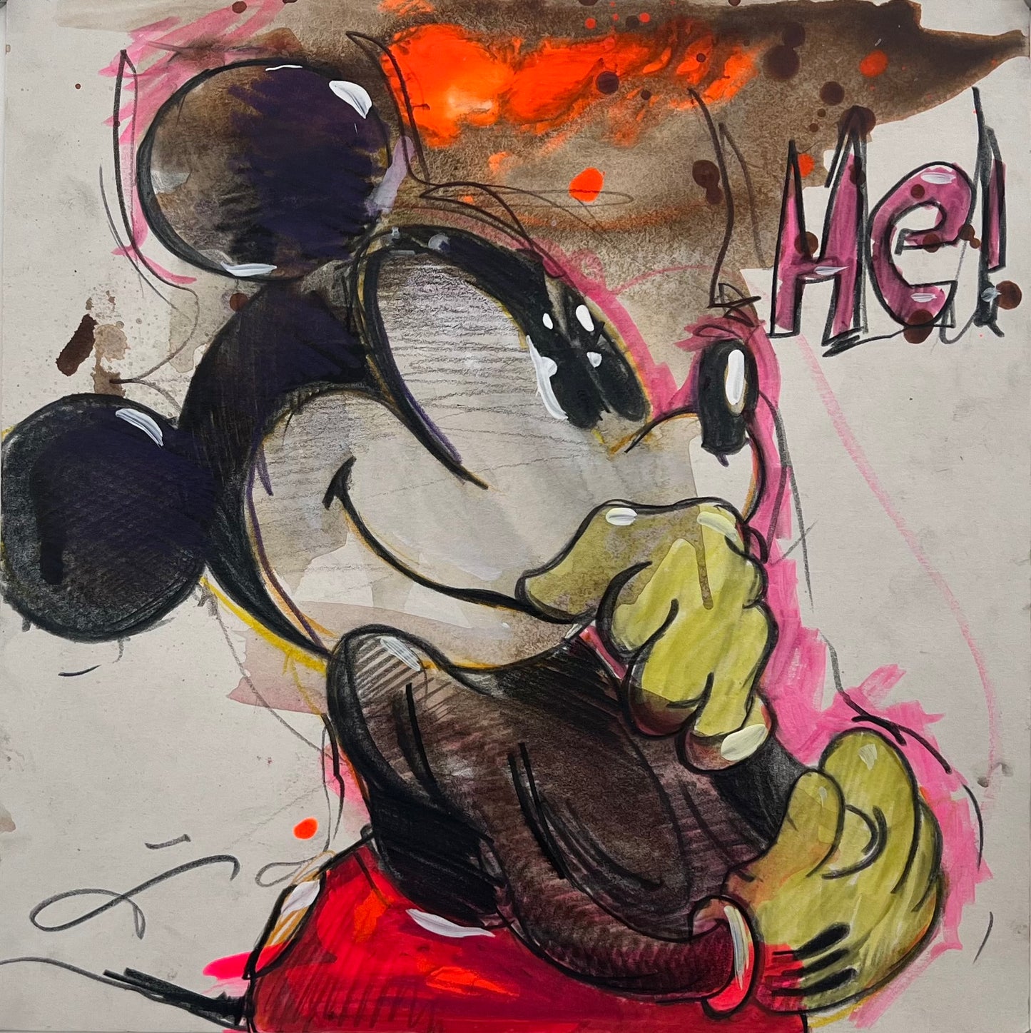 Döring, Jörg, He!/Mickey Mouse, 30 x 30cm, Zeichnung