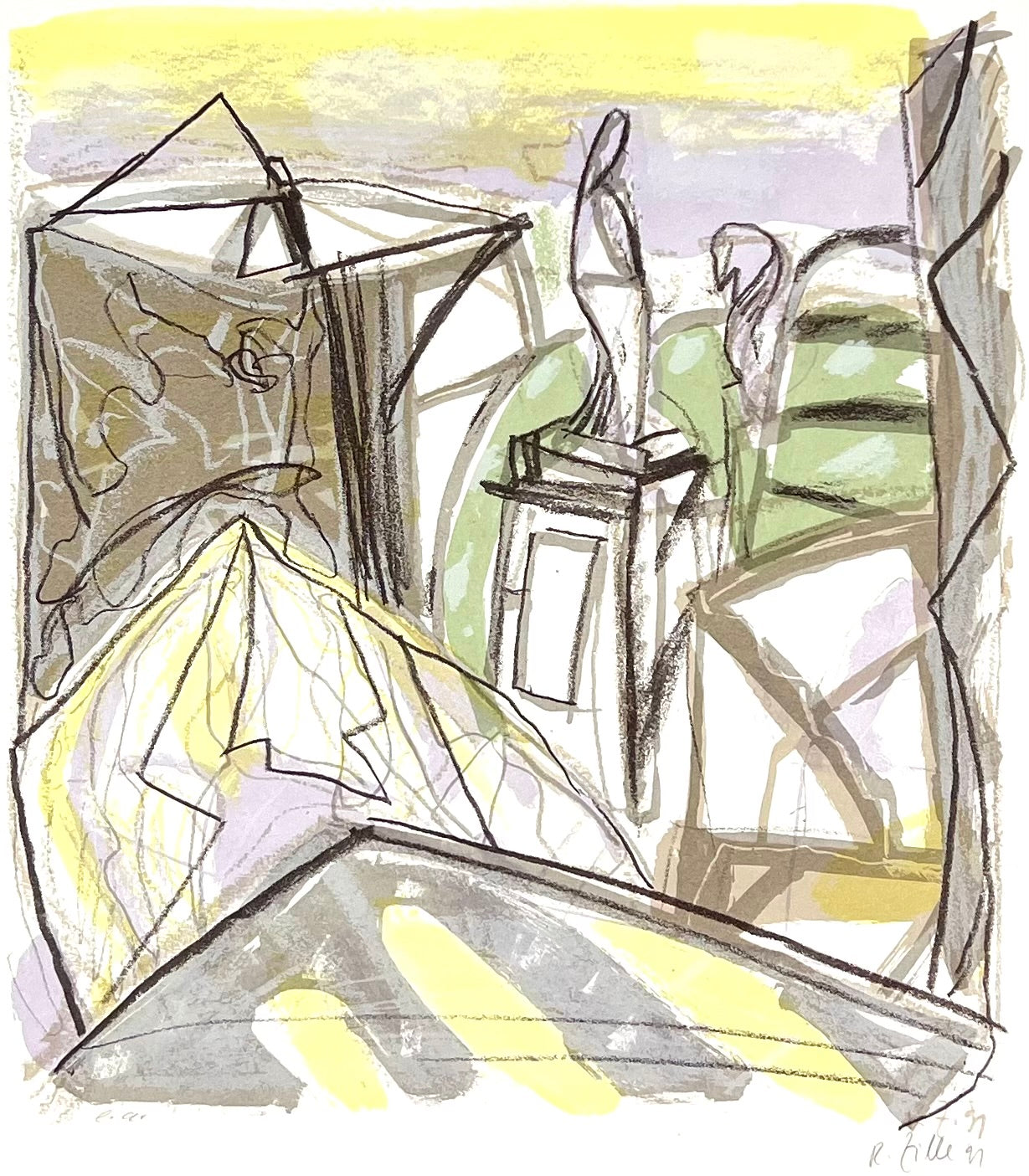 Zille, Rainer, Interieur, 37 X 33cm,e.a., Siebdruck, 1991