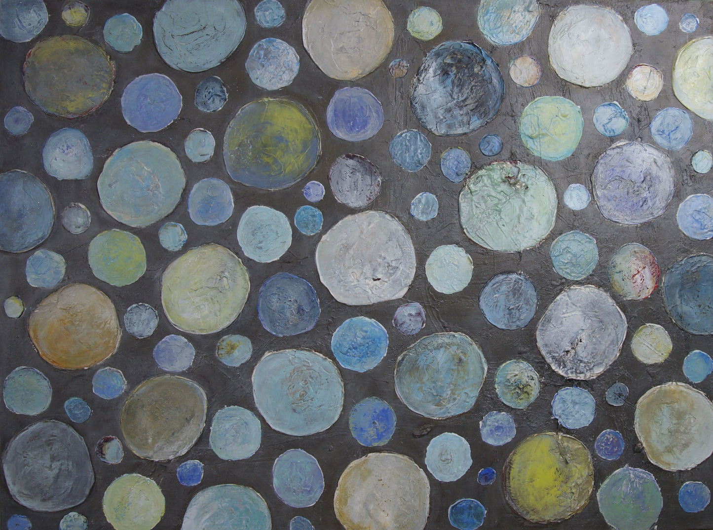 Jacobsen, Petra, Dotties auf braun, 120 x 160cm, Mischtechnik